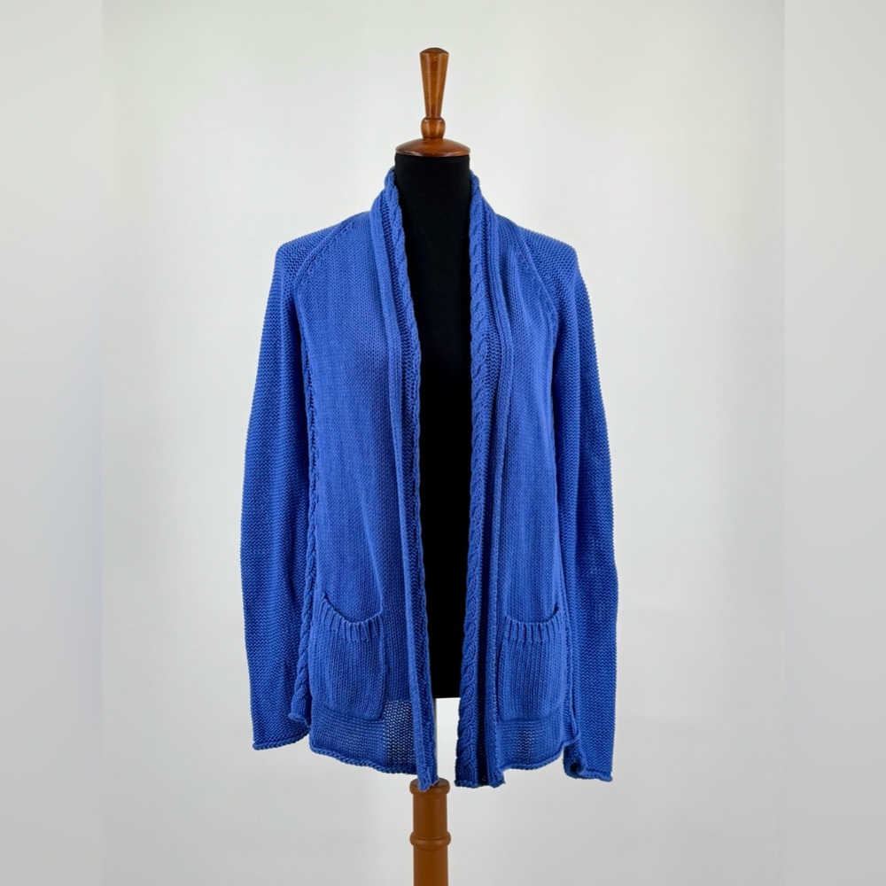 Lilly Pulitzer Leah Cotton Open Cardigan In Iris Blue Size M